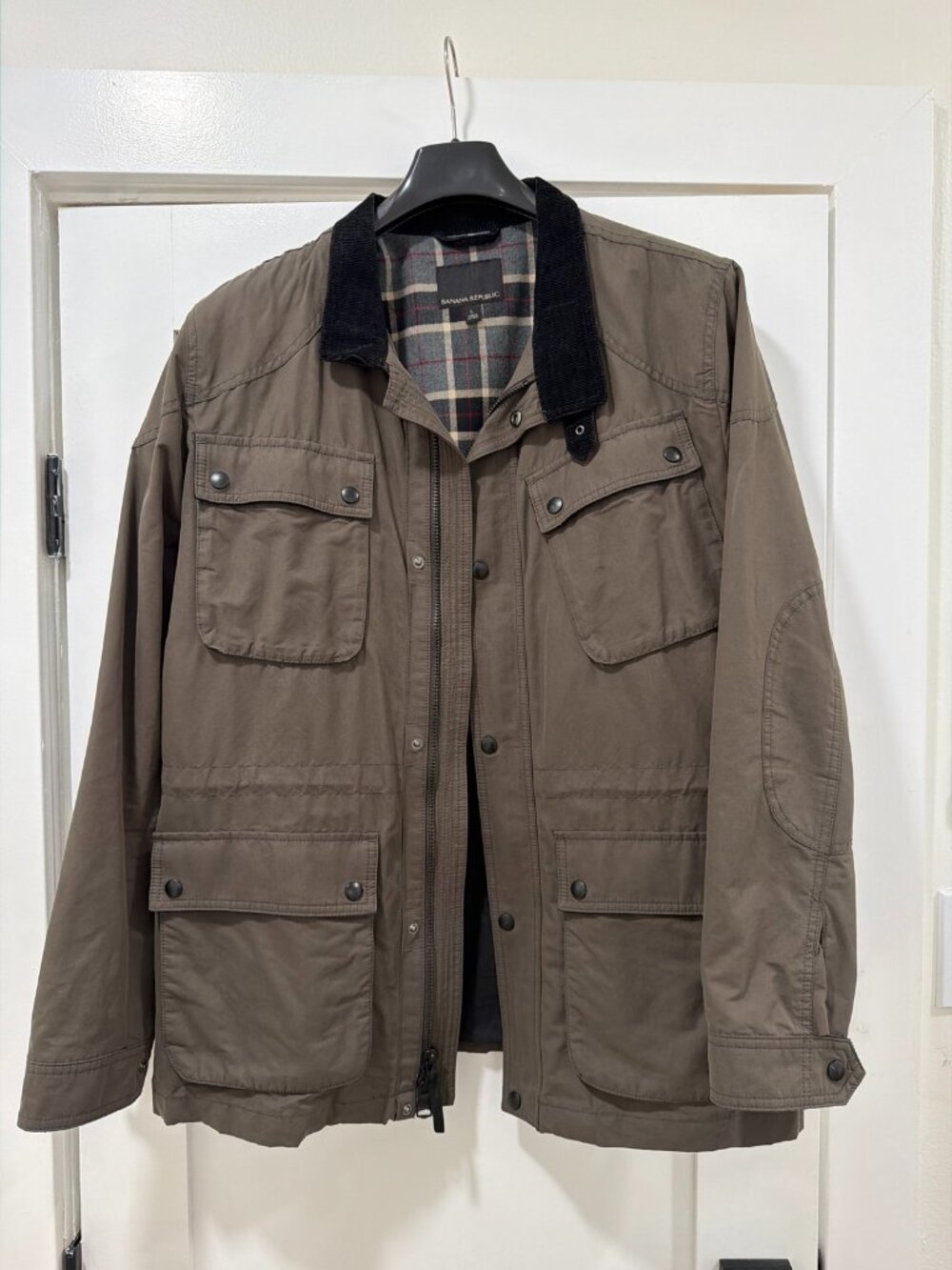 Banana Republic Waxed Canvas Field Jacket Mens Large Brown Barbour Style